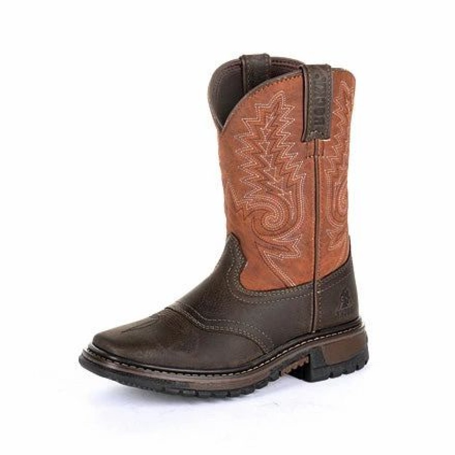 Boots & Shoes * | Rocky Boots Rocky Big Kid'S Orange And Chocolate Square Toe Boot
