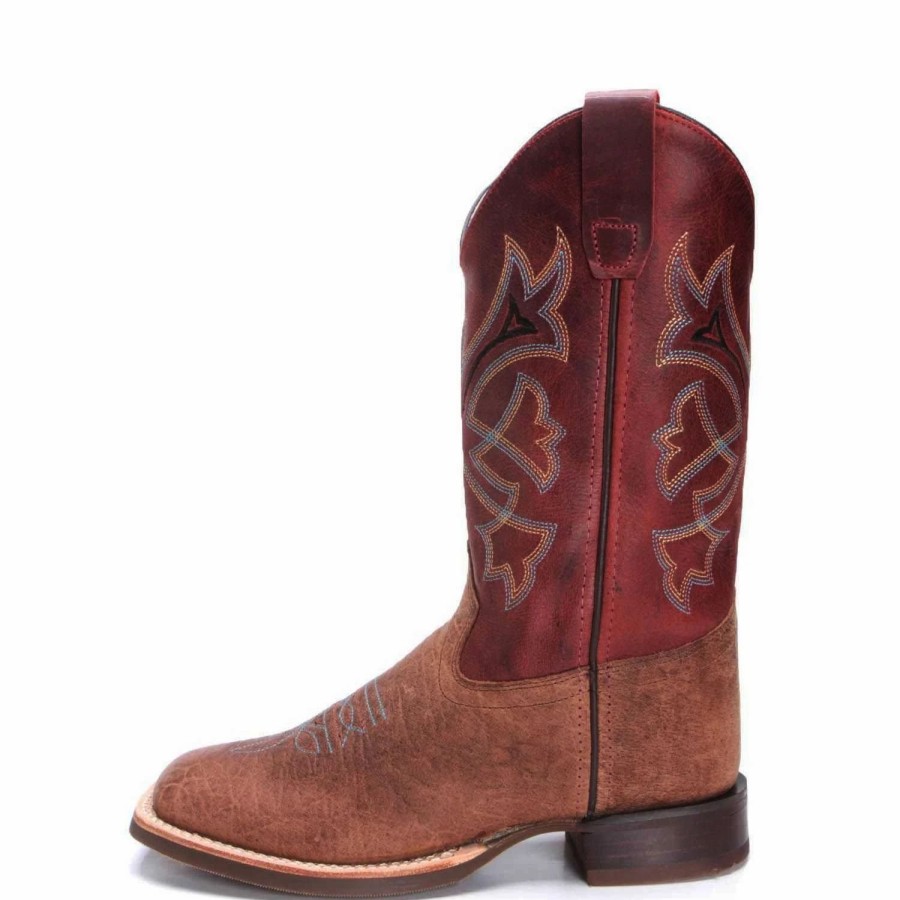 Boots & Shoes * | Jama Corporation Old West Boy'S Distressed Brown And Rust Square Toe Boot