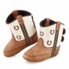 Boots & Shoes * | Jama Corporation Old West Infant Tan And Cream Horse Shoe Print Boots