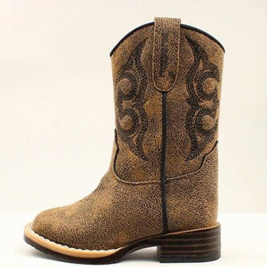 Boots & Shoes * | M&F Western Products, Inc Toddler'S Tan And Black Mason Square Toe Boots