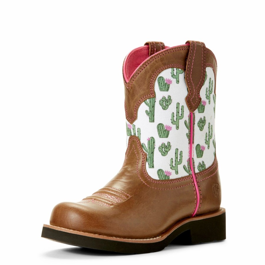 Boots & Shoes * | Ariat Kid'S Brown Cactus Fatbaby Round Toe Boot