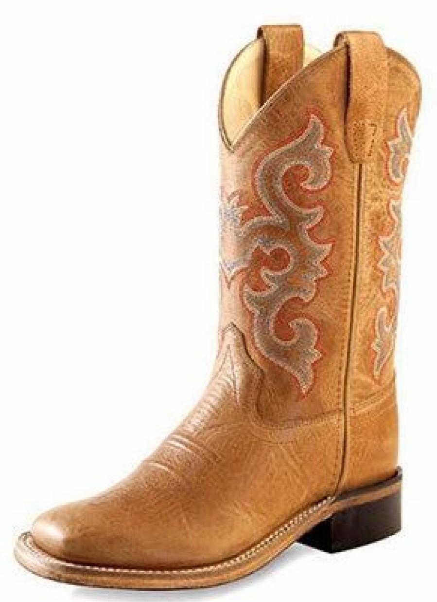 Boots & Shoes * | Jama Corporation Old West Youth Tan Multi Stitched Square Toe Boots