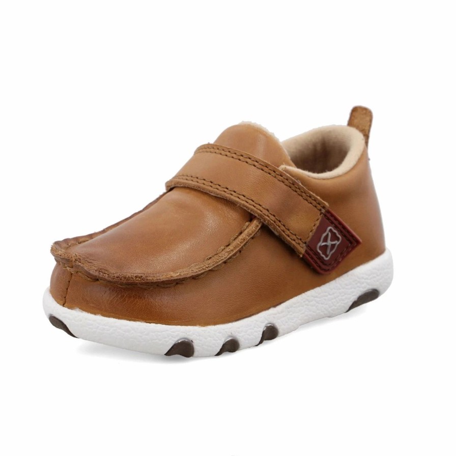 Boots & Shoes * | Twisted X Infant Tan Leather Velcro Driving Mocc