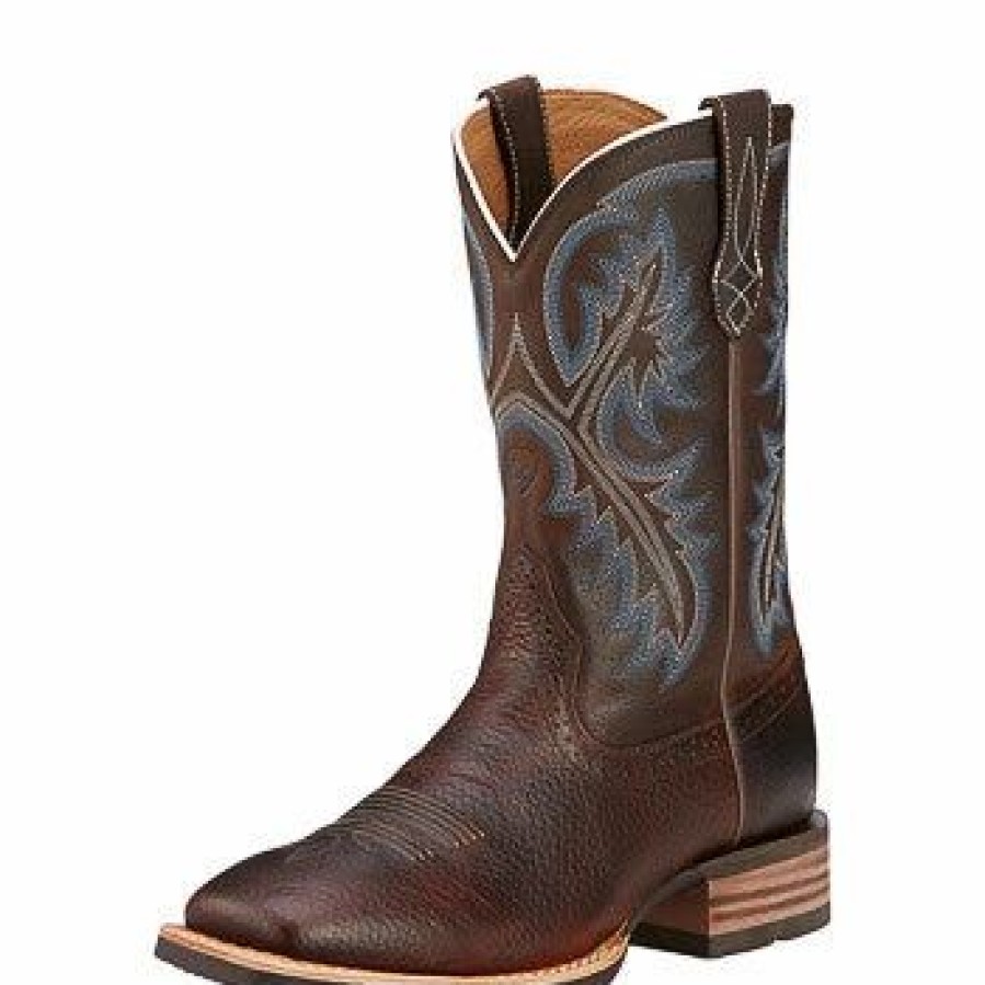 Boots & Shoes * | Ariat Men'S Brown Oiled Rowdy Square Toe Quickdraw Boots