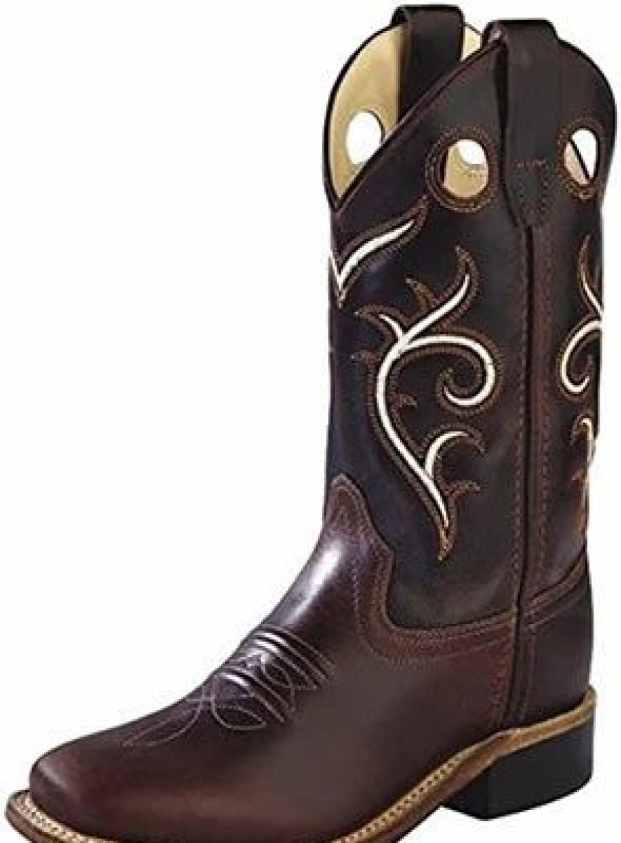 Boots & Shoes * | Jama Corporation Old West Children'S Chocolate Brown White Swirl Boots