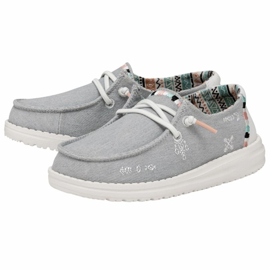 Boots & Shoes * | Heydude Hey Dude Wendy Youth Boho Light Denim