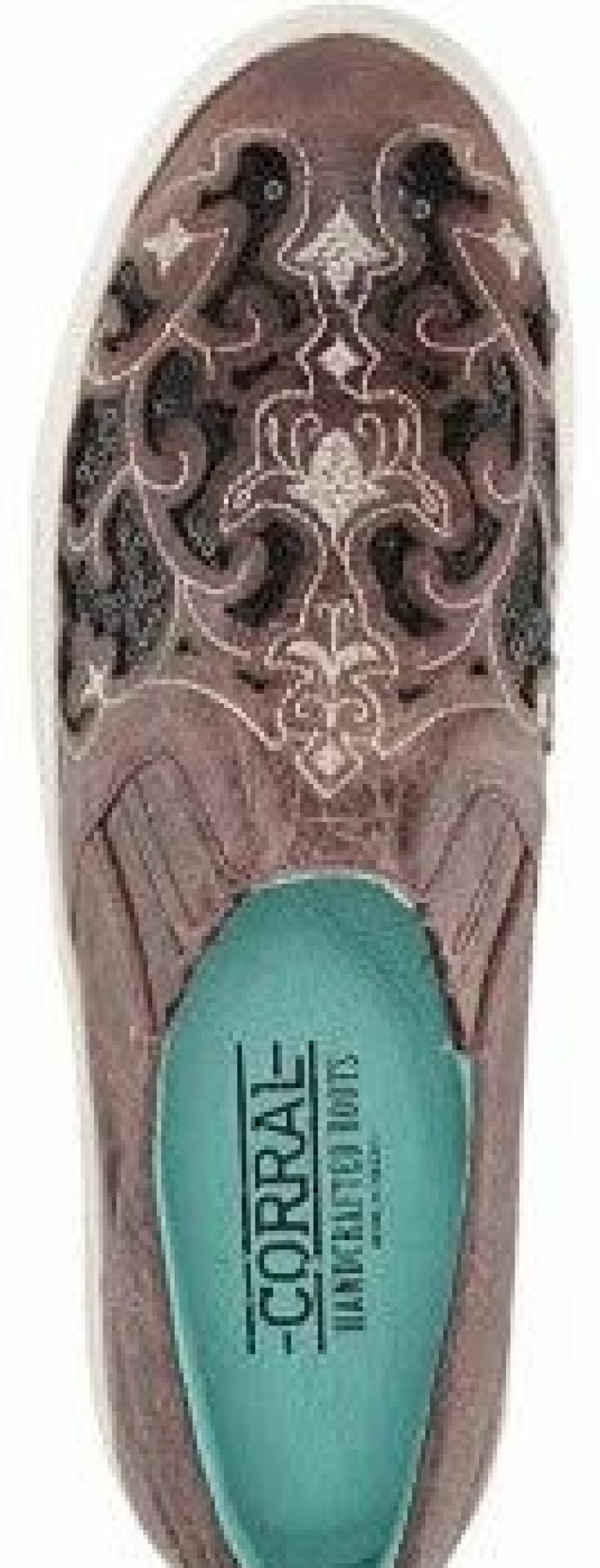 Boots & Shoes * | Corral Boots Corral Taupe Floral Embroidered Glitter Inlay Shoe