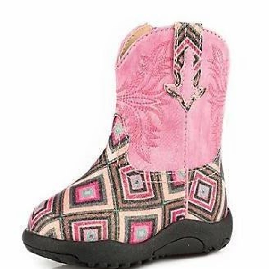 Boots & Shoes * | Karman Western Apparel Roper Infant Pink Glitter Diamond Boots