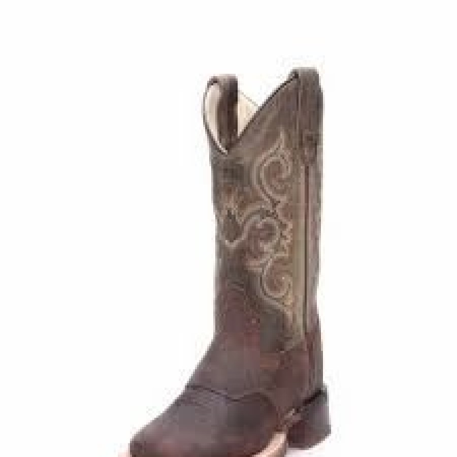 Boots & Shoes * | Jama Corporation Old West Boy'S Dark Brown And Mossy Green Square Toe Boot