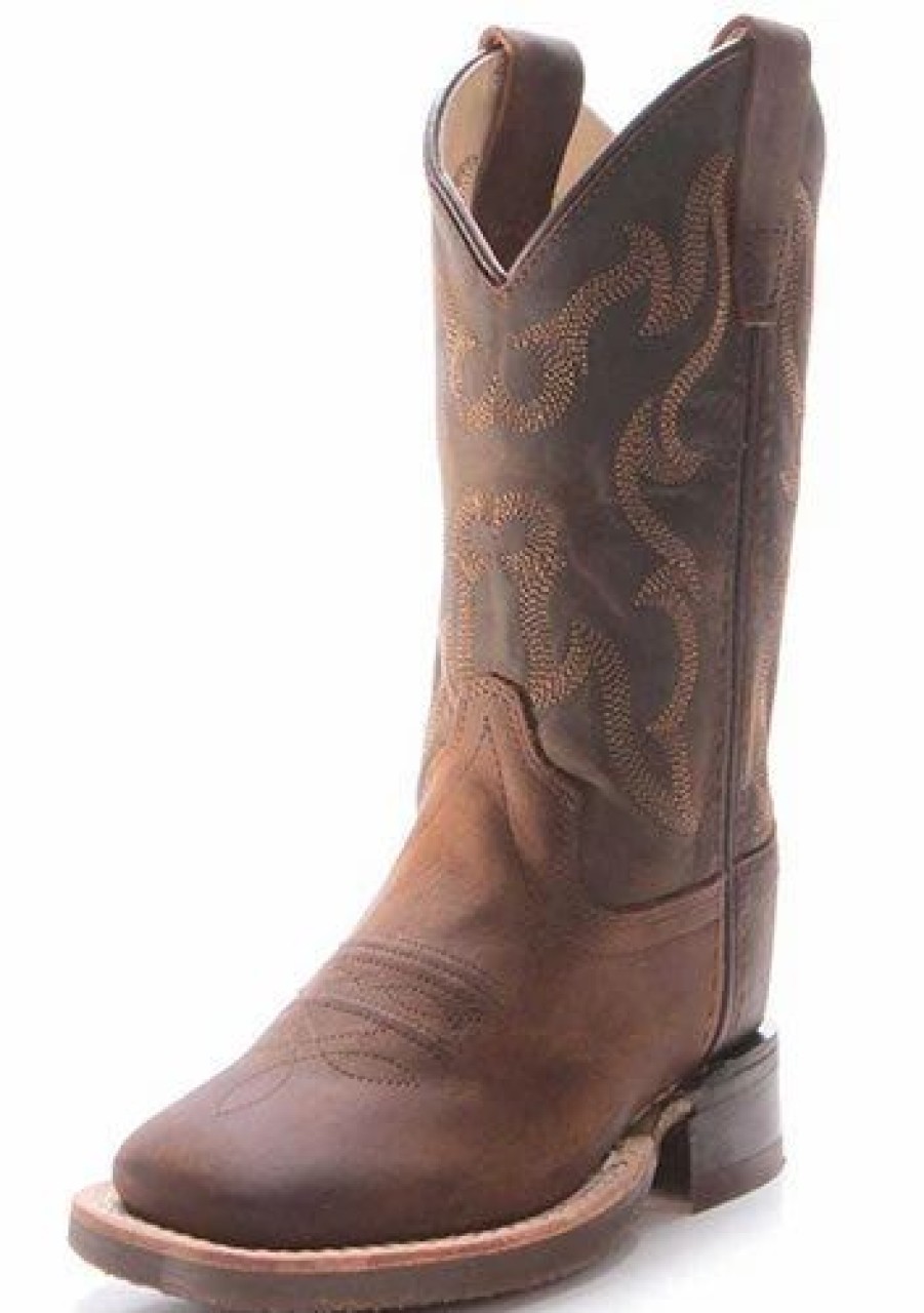Boots & Shoes * | Jama Corporation Old West Children'S Distressed Brown Square Toe Boots