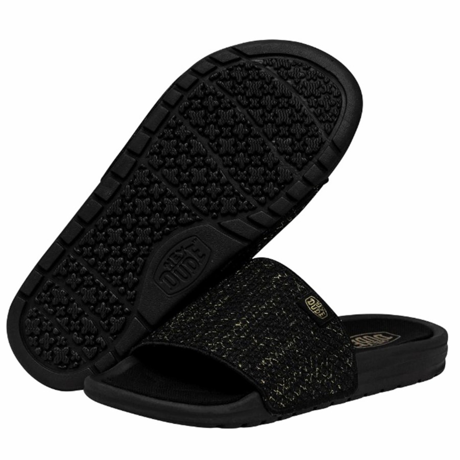 Boots & Shoes * | Heydude Hey Dude Chandler Knit Black Slide