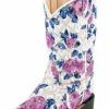 Boots & Shoes * | Jama Corporation Old West Toddler White And Lilac Floral Square Toe Boots