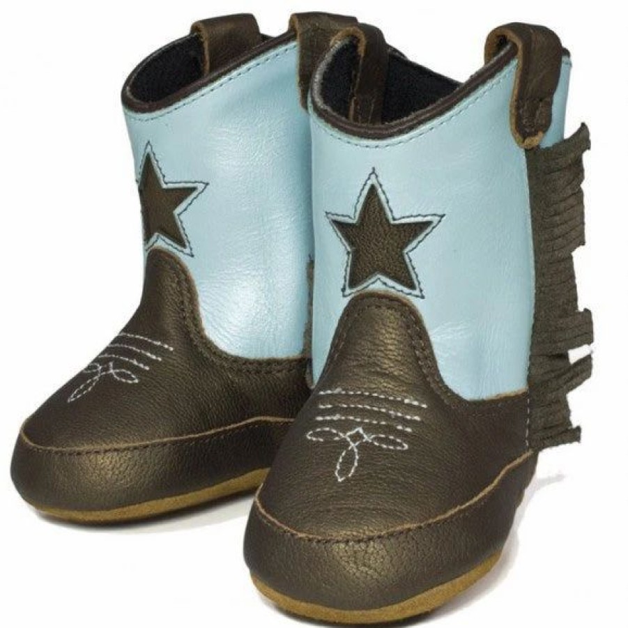 Boots & Shoes * | Jama Old West Old West Chocolate And Turquoise Baby Boot
