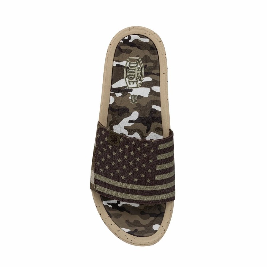 Boots & Shoes * | Heydude Hey Dude Phoenix Camo Flag Slides