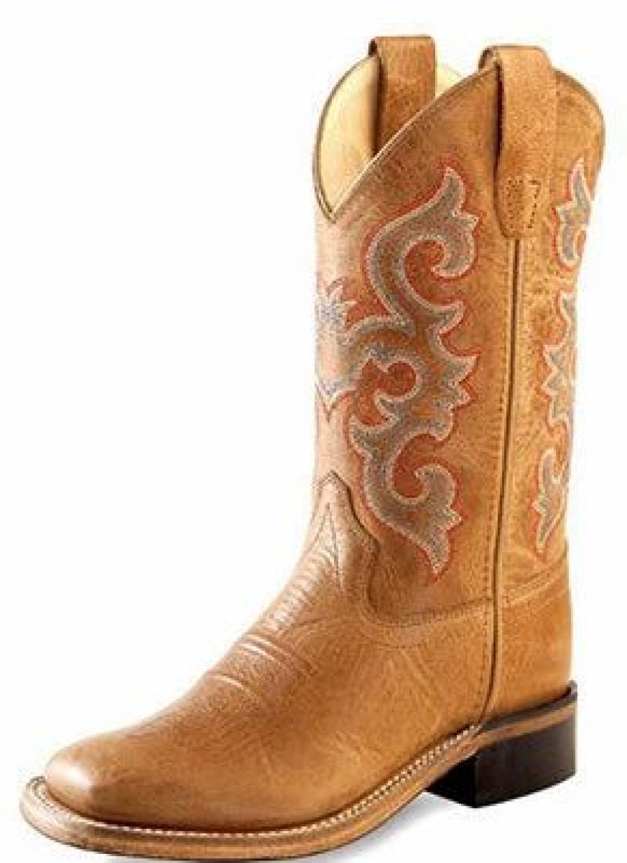 Boots & Shoes * | Jama Corporation Old West Children'S Tan Multi Stitched Square Toe Boots